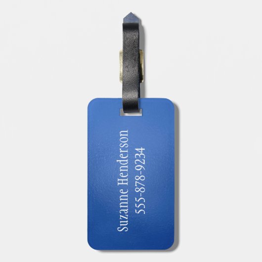 Fused Glass Look Art Monogram Blues Bagagelabel (Achterkant verticaal)