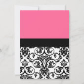 Fushcia Damask Pink en Black Afstuderen Kaart (Achterkant)