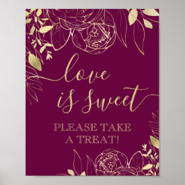 Fushcia & Gold Modern Floral Sweet Favor Table Poster