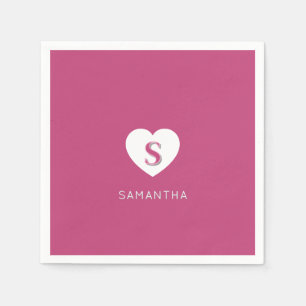 Fushcia Roos roze monogram Servet