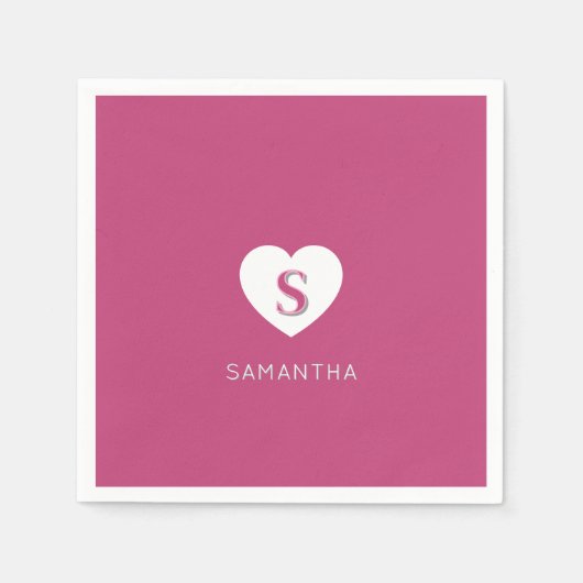 Fushcia Roos roze monogram Servet (Voorkant)