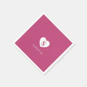 Fushcia Roos roze monogram Servet (Hoek)