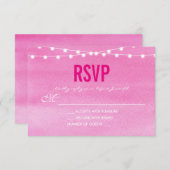 Fushcia Waterverf String Lights RSVP Kaartje (Voorkant / Achterkant)
