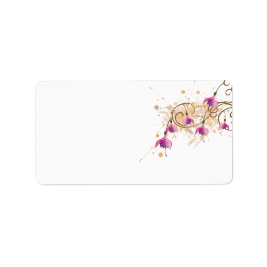 Fushia bloemen Label (Voorkant)