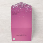 Fushia en Glitter Quinceañera All In One Uitnodiging (Buitenkant)