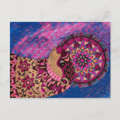 Fushia Floral Otter Briefkaart (Voorkant)