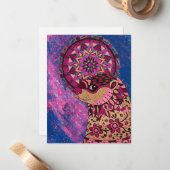 Fushia Floral Otter Notitiekaartje (Voorkant / Achterkant in situ)