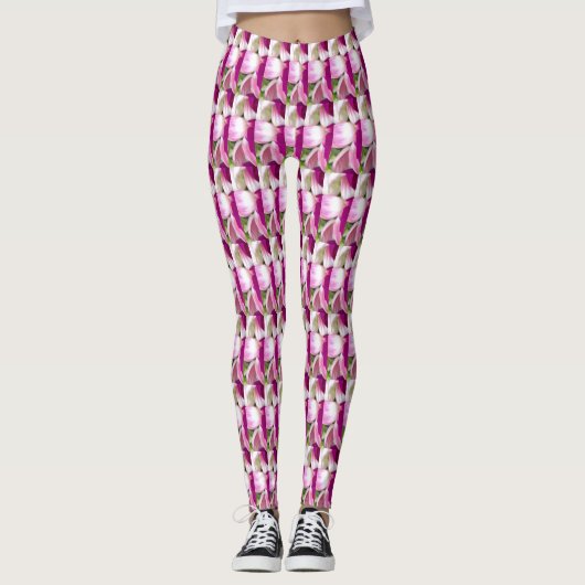 Fushia groene lavender witte kleine leggings (Voorkant)