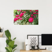 Fushia-rozen overal afdrukken poster (Thuiskantoor)