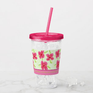 Fushia trouwgast Acryl Drinkbeker