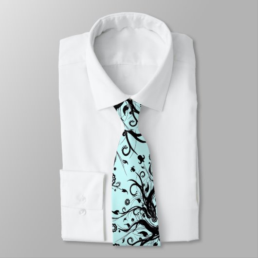 Fusie - stropdas in zwart-wit en aqua (Gebonden)