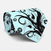Fusie - stropdas in zwart-wit en aqua (Opgerold)