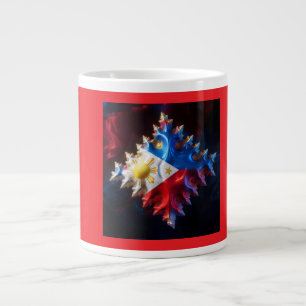 Fusie van Filipijnse vlag en Mandelbrot Fractal Grote Koffiekop