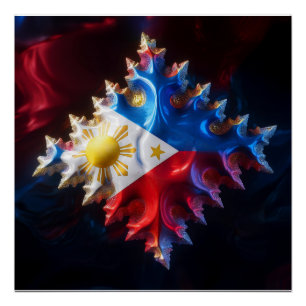 Fusie van Filipijnse vlag en Mandelbrot Fractal Perfect Poster