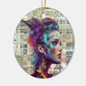 Fusie van kunst en technologie: digitale dromen keramisch ornament (Links)