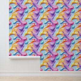 fusie van regenboogverf behang