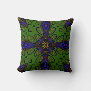 Fusion Art Green+Indigo patroon Cushion Kussen