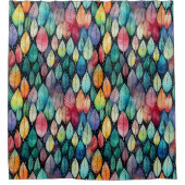 Fusion Harmony: Kleurrijke Waterverf Batik Shibori Douchegordijn (Voorkant)