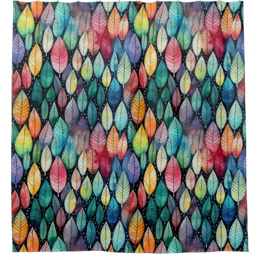 Fusion Harmony: Kleurrijke Waterverf Batik Shibori Douchegordijn (Voorkant)