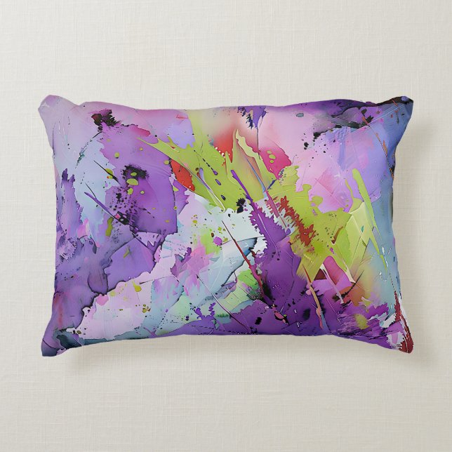 "Fusion of Hues" Hedendaagse Abstracte kunst Accent Kussen (Voorkant)