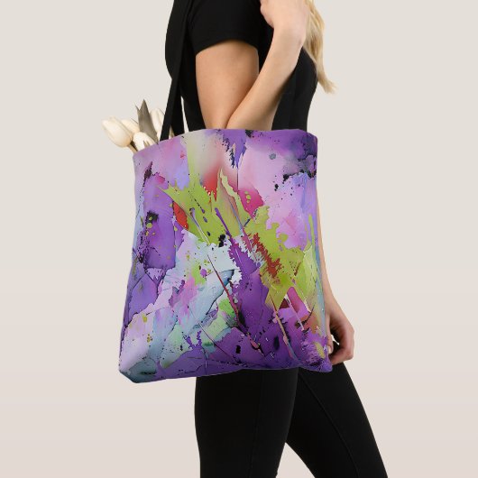 "Fusion of Hues" Hedendaagse Abstracte kunst Tote Bag (Dichtbij)