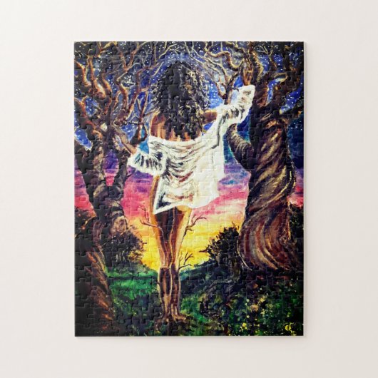 Fusion - Waterverfschilderij - Dame van het Bos Legpuzzel (Verticaal)