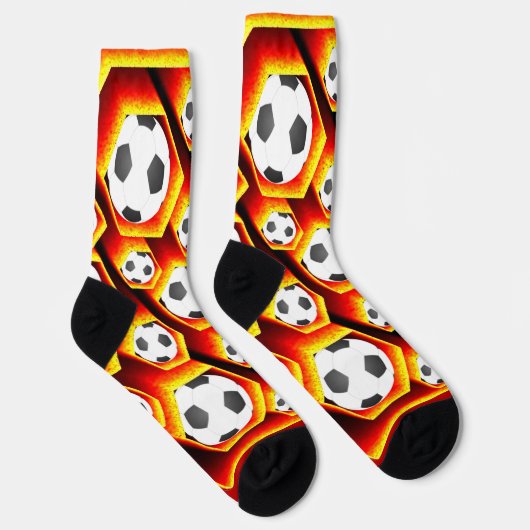 Fussbälle in glühenden Waben Eyecatcher Sokken (Rechts)