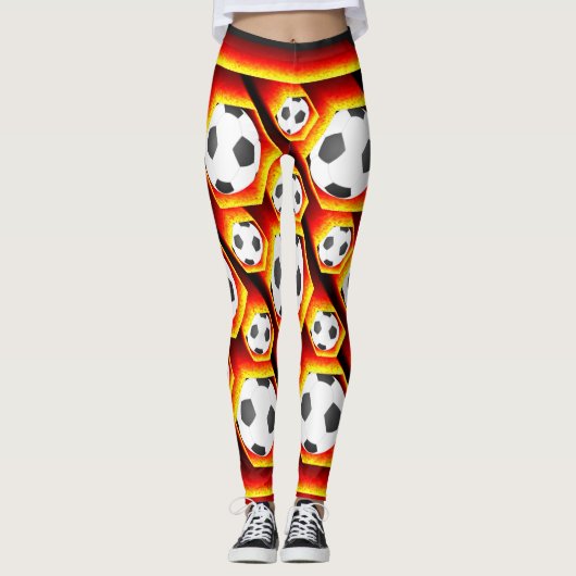 Fussbälle in glühenden Waben Leggings (Voorkant)