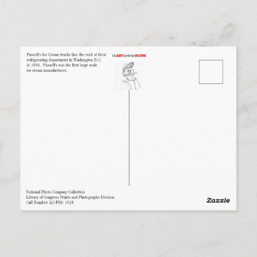 Fussell's ijs briefkaart (Achterkant)