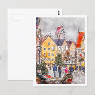 Fussen Duitsland Beroemde Reisplaats Waterverf Briefkaart