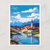 Fussen Duitsland vintage reisillustratie Briefkaart (Voorkant)