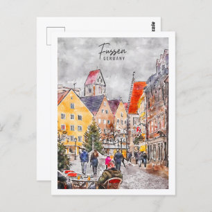 Fussen Germany Travel Place Waterverf Briefkaart