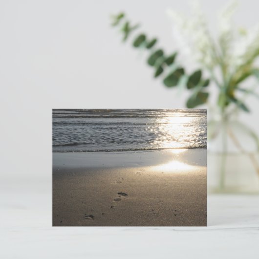 Fußspuren am Sandstrand Briefkaart (Staand voorkant)