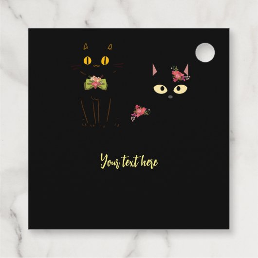 Fussy Black Cats Gele ogen Bedankjes Labels (Achterkant)