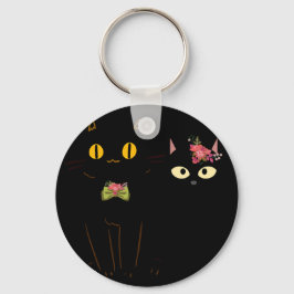 Fussy Black Cats Gele ogen Sleutelhanger