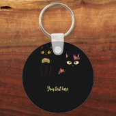 Fussy Black Cats Gele ogen Sleutelhanger (Achterkant)