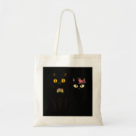 Fussy Black Cats Gele ogen Tote Bag