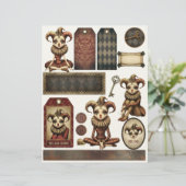 Fussy Cut Elements - Melancholy Harlequin Briefhoofd (Staand voorkant)