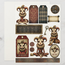 Fussy Cut Elements - Melancholy Harlequin Briefhoofd