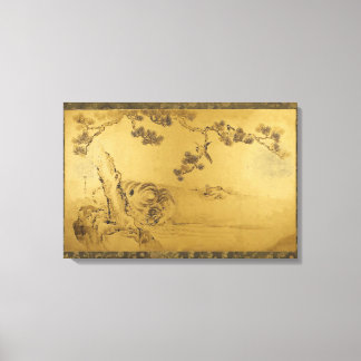 Fusuma: Tigers and Dragon Canvas Afdruk