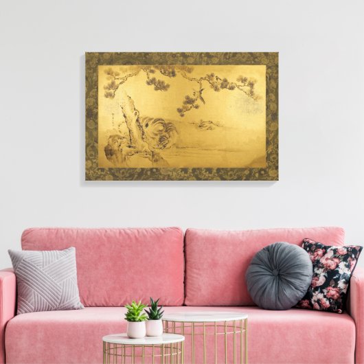 Fusuma: Tigers and Dragon Canvas Afdruk (Insitu (Woonkamer))