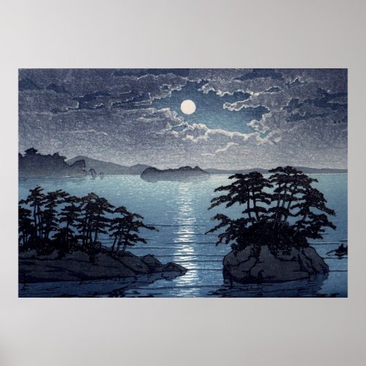 Futago Island Moonlight Matsushima Kawase Hasui Poster (Voorkant)