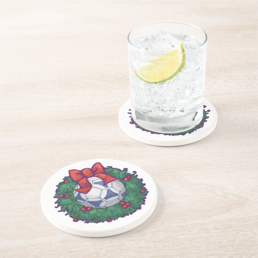Futbal kerst zandsteen onderzetter (Zijkant)