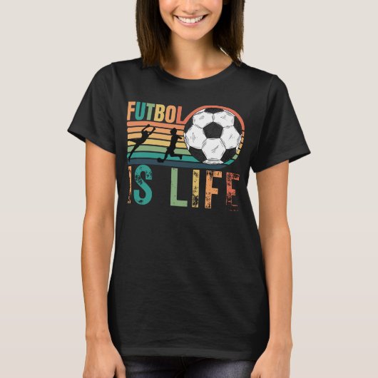 Futbol is leven, vrouwenvoetbalmam t-shirt (Voorkant)