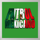 Futbol Mexicano - Soccer lovers Mexico flag logo Poster (Voorkant)