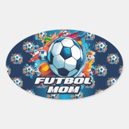 Futbol Moeder Voetbal Patroon Ovale Sticker