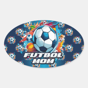Futbol Moeder Voetbal Patroon Ovale Sticker