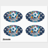Futbol Moeder Voetbal Patroon Ovale Sticker (Vel)