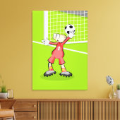 Futbol portero haciendo un saque de arco canvas afdruk (Insitu (Woonkamer))