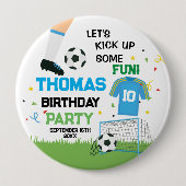Futbol Soccer Birthday party Ronde Button 4,0 Cm (Voorkant)